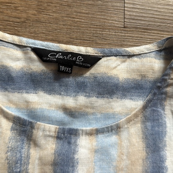 Charlie B linen Blouse Nautical NWOT - Picture 5 of 7